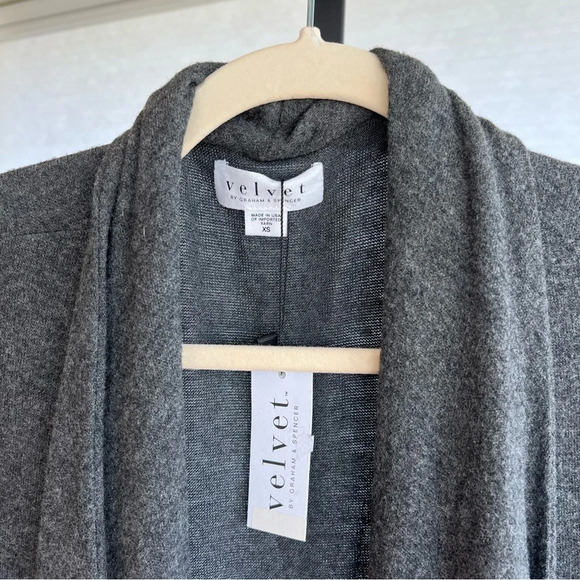 Velvet by Graham & Spencer Adonia Waterfall Drape Open Front Cardigan Anthracite - Picture 3 of 6